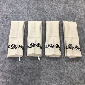 Koko Company Towels Guest Hand‎ Linen Black Set of 4 Beige 16x30 Made In India